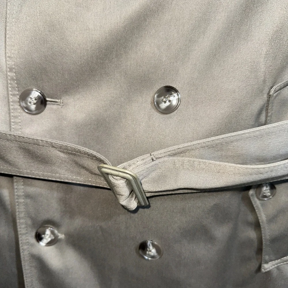 Misty Harbor Mens Double Breasted Trench Coat Olive Green Removable Liner Belted